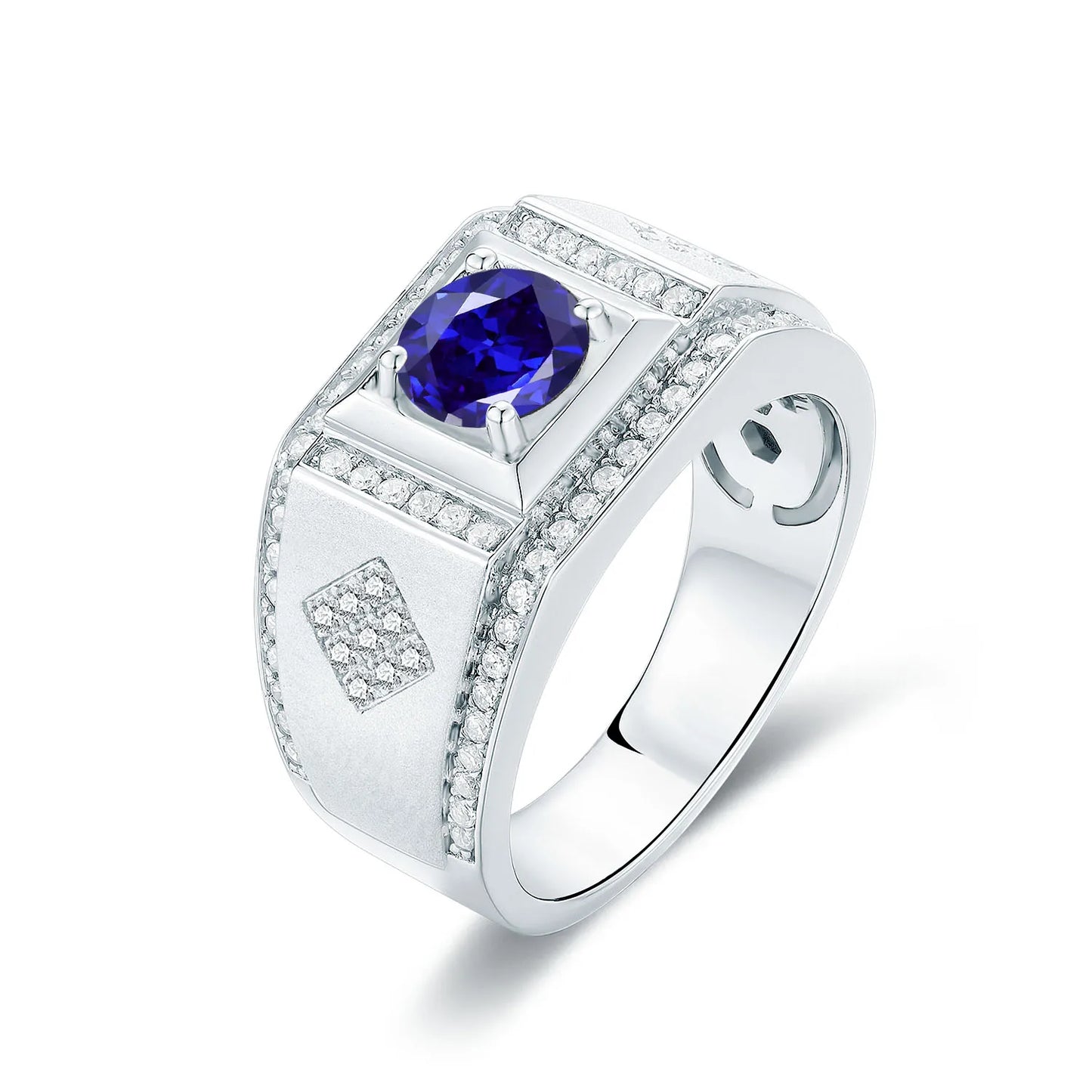 GEM'S BALLET High Quality Engagement Rings Mens 6.5mm Lab Grown Sapphire 926 Sterling Silver Wedding Ring for Men Gift 2024 NEW